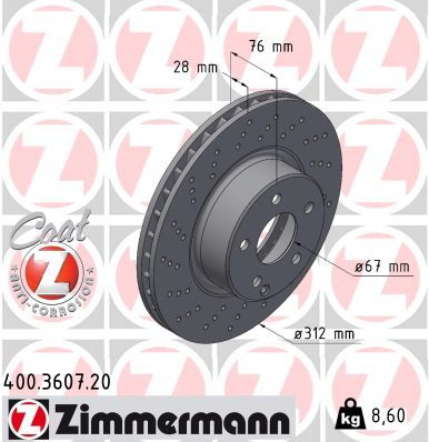 Гальмівний диск, Zimmermann 400.3607.20