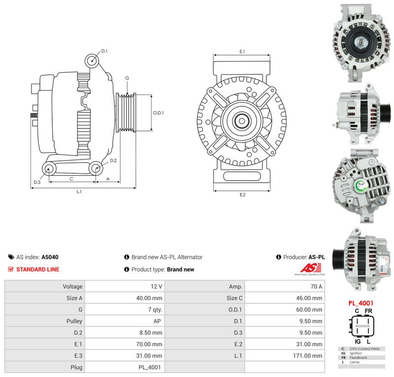 Generaator, AS-PL A5040