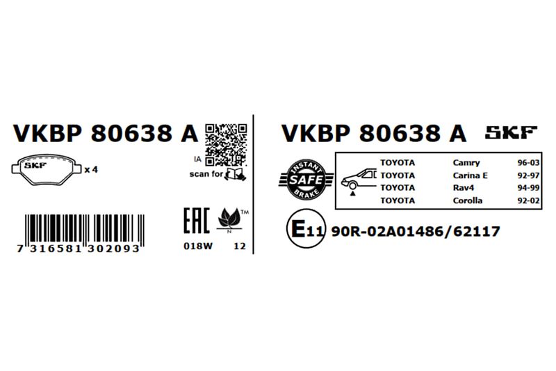 SKF VKBP 80638 A Brake Pad Set, disc brake