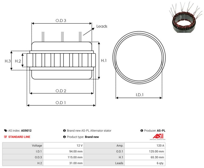 Staator, generaator, AS-PL AS9012