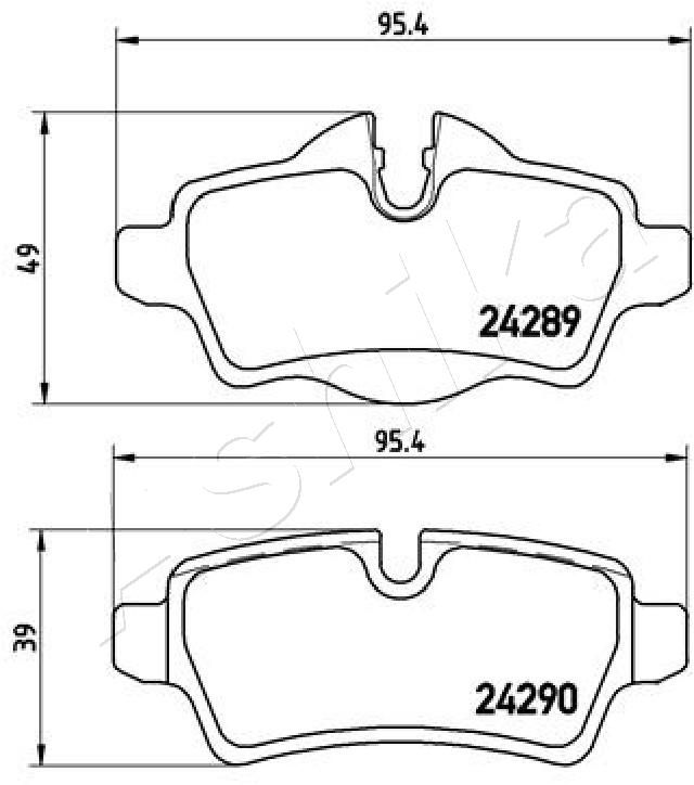 Комплект гальмівних накладок, дискове гальмо, Ashika 51-00-0119