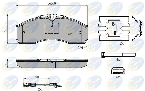 Комплект гальмівних накладок, дискове гальмо, Comline CBP21735