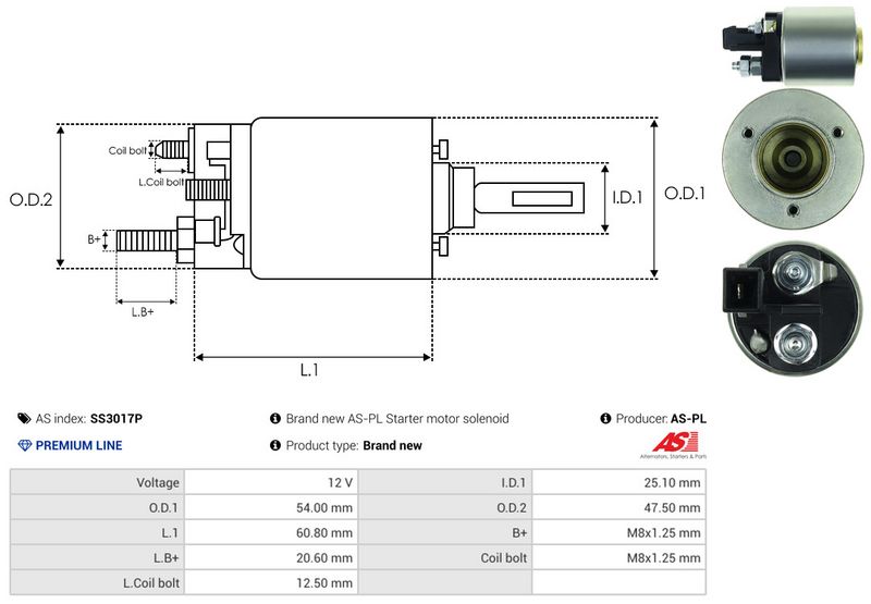 AS-PL SS3017P Solenoid Switch, starter