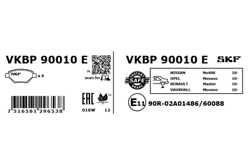 SKF VKBP 90010 E Brake Pad Set, disc brake