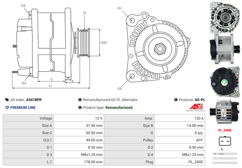 AS-PL A3418PR Alternator