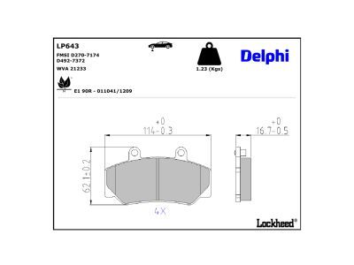 DELPHI LP643 - Brake Pad Set, disc brake