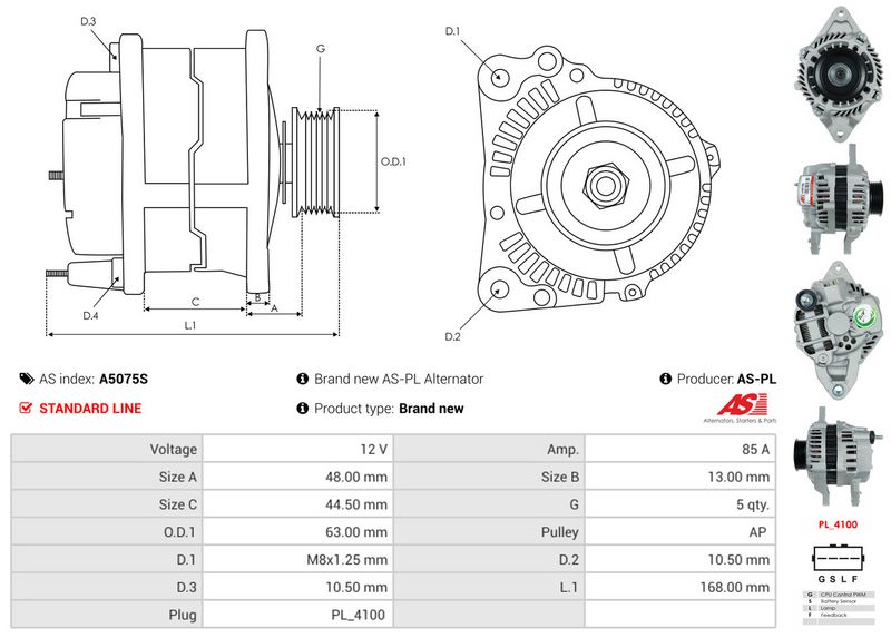 AS-PL A5075S Alternator