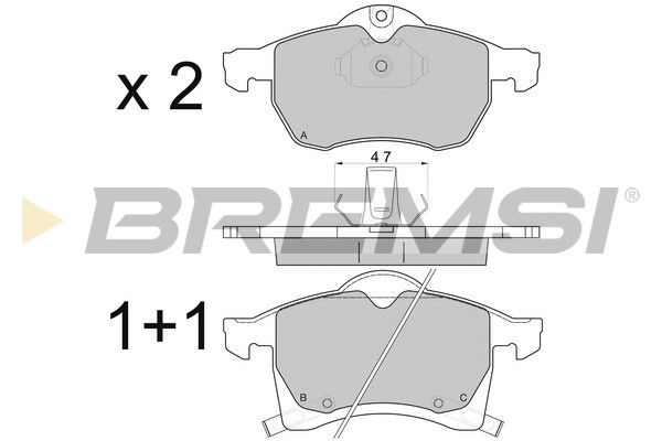 Комплект гальмівних накладок, дискове гальмо, Bremsi BP2811