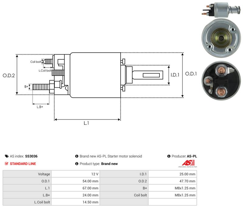 Magnetlülitus, starter, AS-PL SS3036
