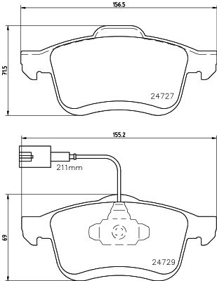 Комплект гальмівних накладок, дискове гальмо, Hella 8DB355024-691