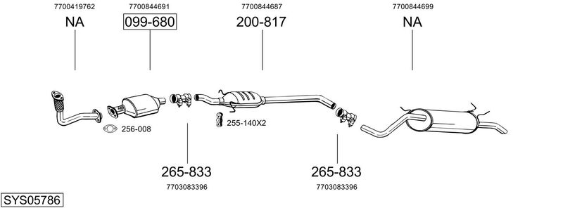 BOSAL kipufogórendszer SYS05786