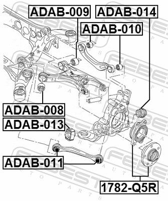 Опора, важіль підвіски, задня вісь зверху, Audi A4/A5/A6/A7/A8/Q5 07->, Febest ADAB-010