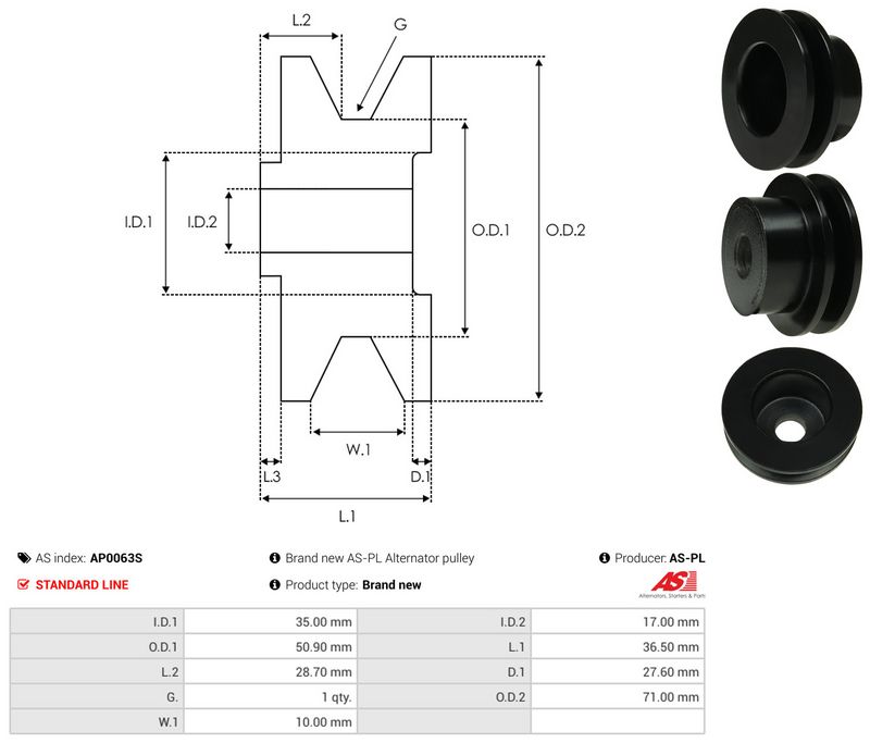 Rihmaratas, generaator, AS-PL AP0063S