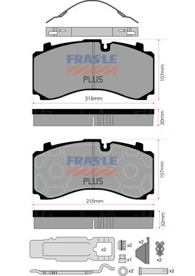 Sada brzdových destiček, kotoučová brzda PD/223-N-K025-PLUS