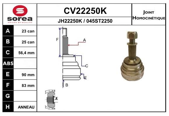 EAI csuklókészlet, hajtótengely CV22250K