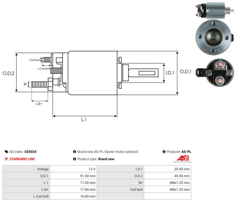 Magnetlülitus, starter, AS-PL SS5024