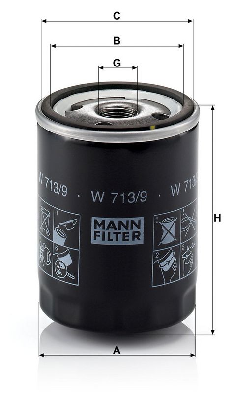 Õlifilter, MANN-FILTER W 713, 9