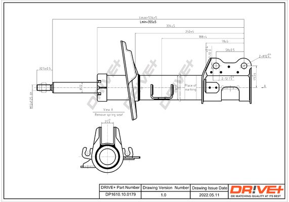 DP1610.10.0179 Drive+ Амортизатор (передний) Fiat Doblo 10- (R) (Газ) DRIVE+ DP1610100179