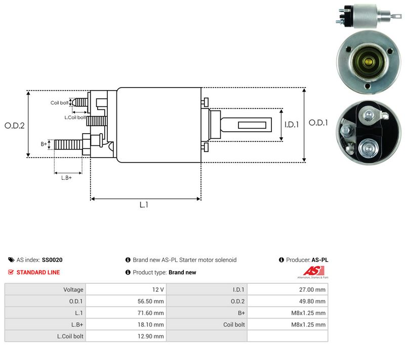 Magnetlülitus, starter, AS-PL SS0020