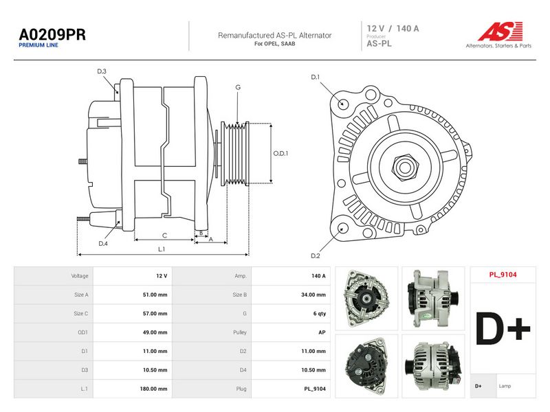 Generaator, AS-PL A0209PR