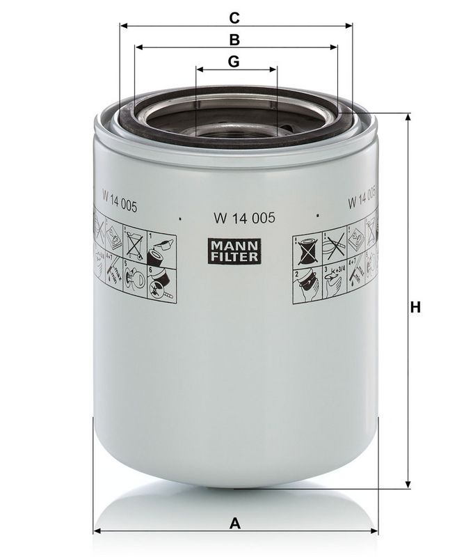 Filter, tööhüdraulika, MANN-FILTER W 14 005