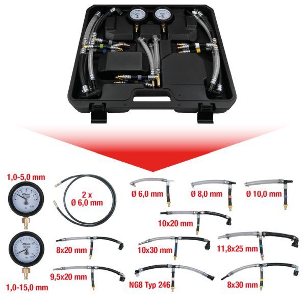 Bränsletrycksmätare, sats med 14 delar