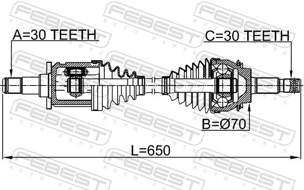 Приводний вал, Febest 0114GUN126