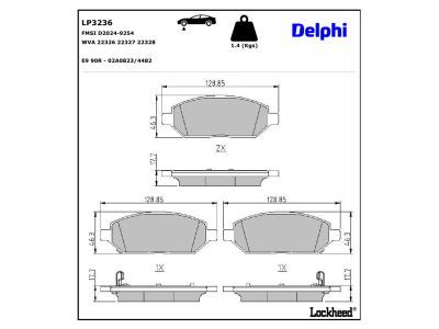 DELPHI LP3236 Brake Pad Set, disc brake