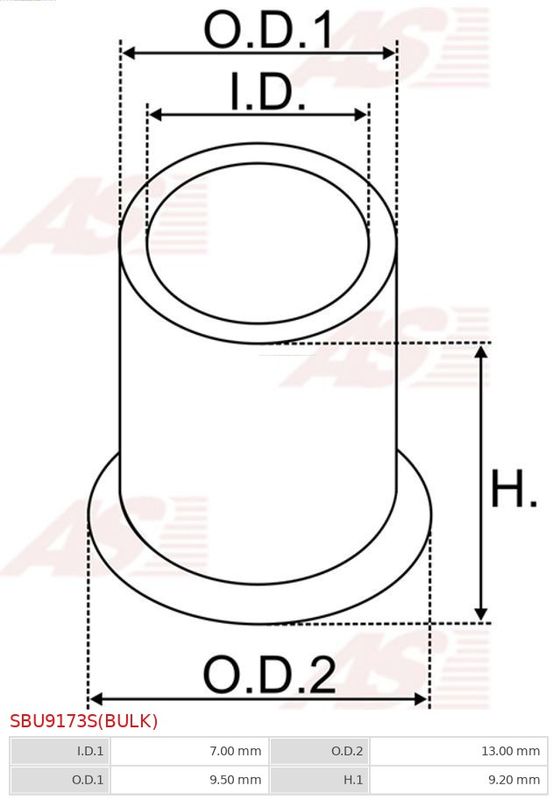 Втулка, вал стартера, Auto Starter SBU9173S(BULK)