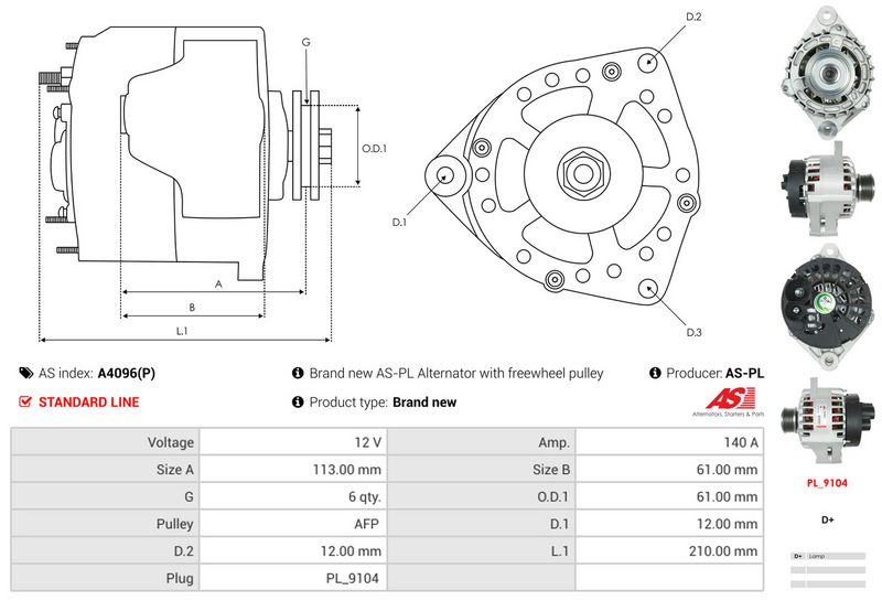 AS-PL A4096(P) Alternator