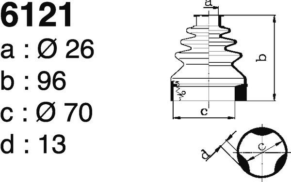 DEPA 6121 Bellow Kit, drive shaft