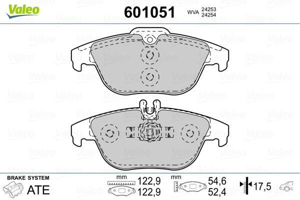 VALEO fékbetétkészlet, tárcsafék 601051