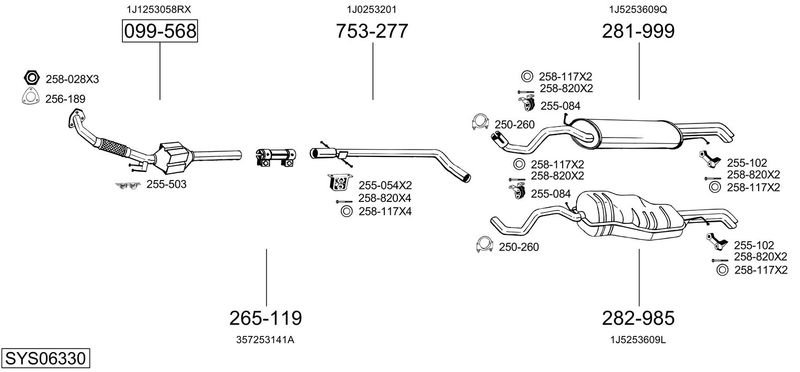 BOSAL kipufogórendszer SYS06330