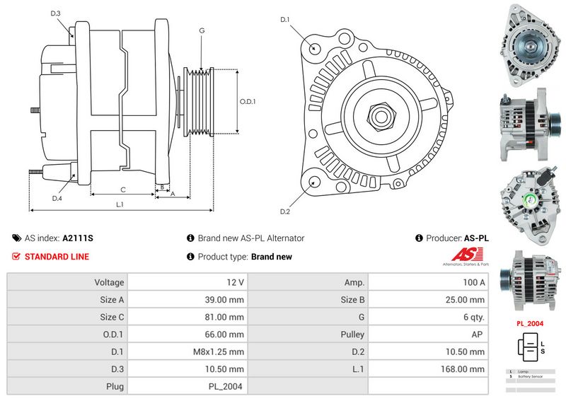 AS-PL A2111S Alternator
