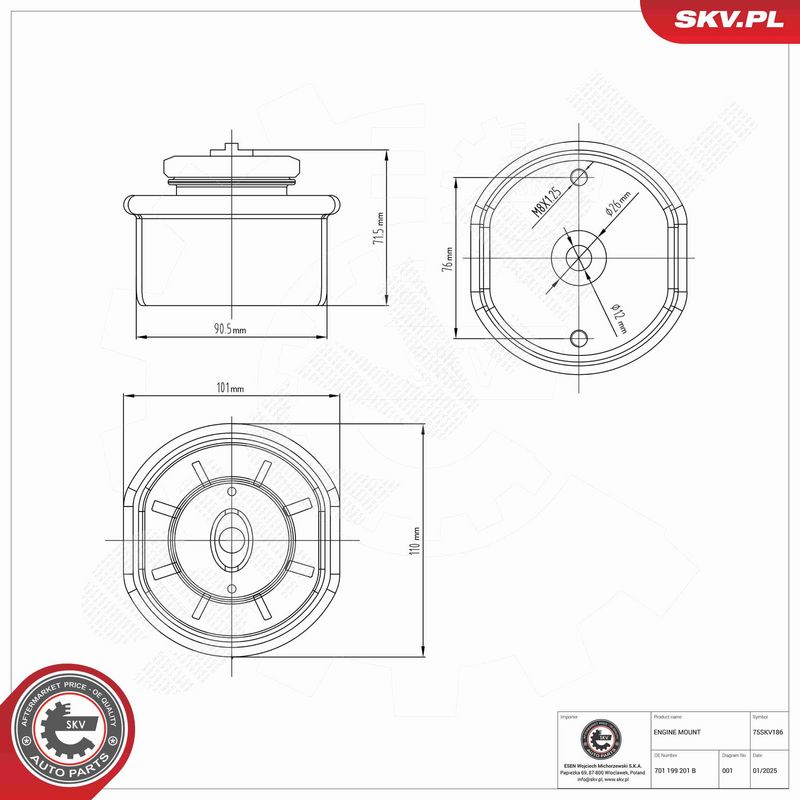 ESEN SKV 75SKV186 Mounting, engine