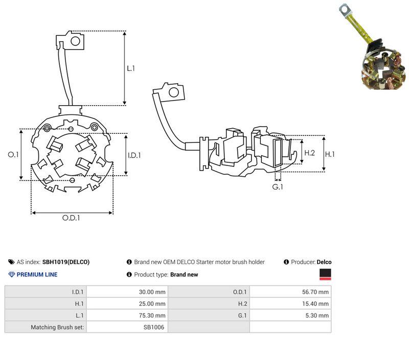 AS-PL SBH1019(DELCO) Holder, carbon brushes