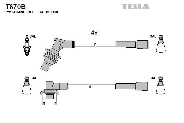 Комплект проводів високої напруги, Tesla T670B