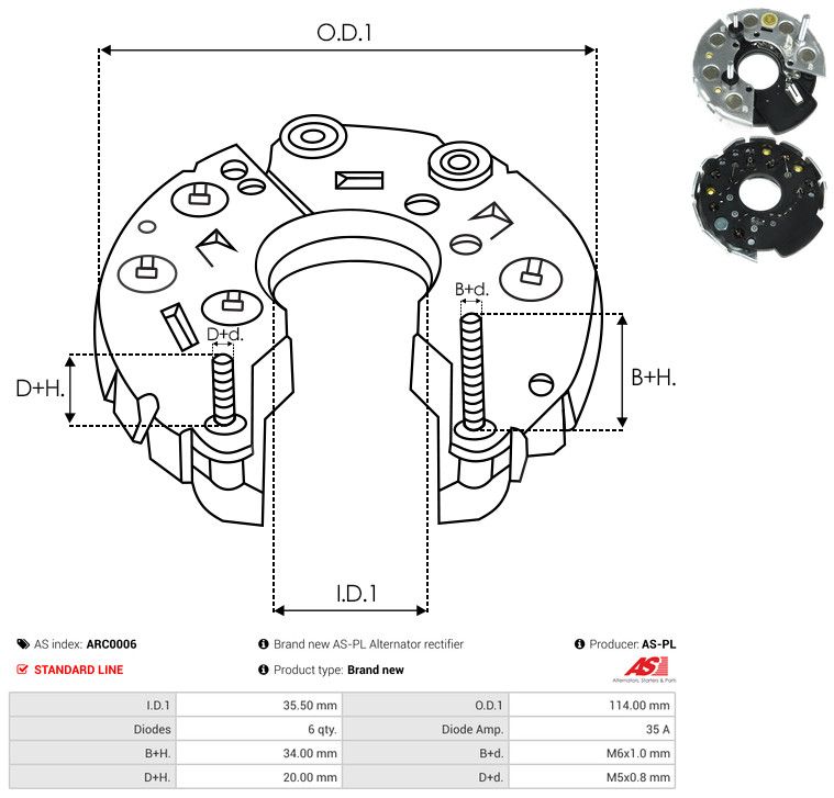 AS-PL ARC0006 Rectifier, alternator