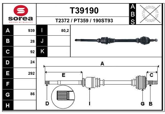 EAI hajtótengely T39190