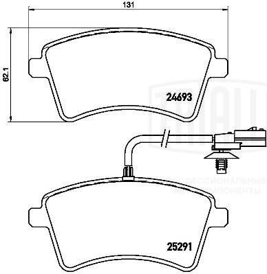 Комплект гальмівних накладок, дискове гальмо, Trialli PF4389