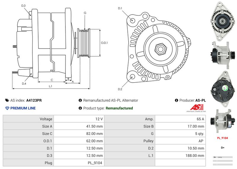 AS-PL A4123PR Alternator