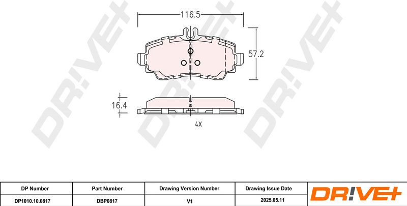 Set placute frana,frana disc DP1010.10.0817 Dr!ve+