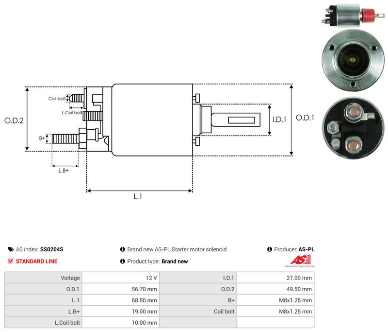 AS-PL SS0204S & DORIA Solenoid Switch, starter