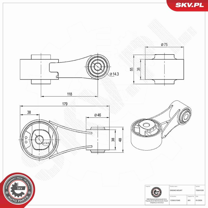 ESEN SKV 75SKV539 Mounting, engine
