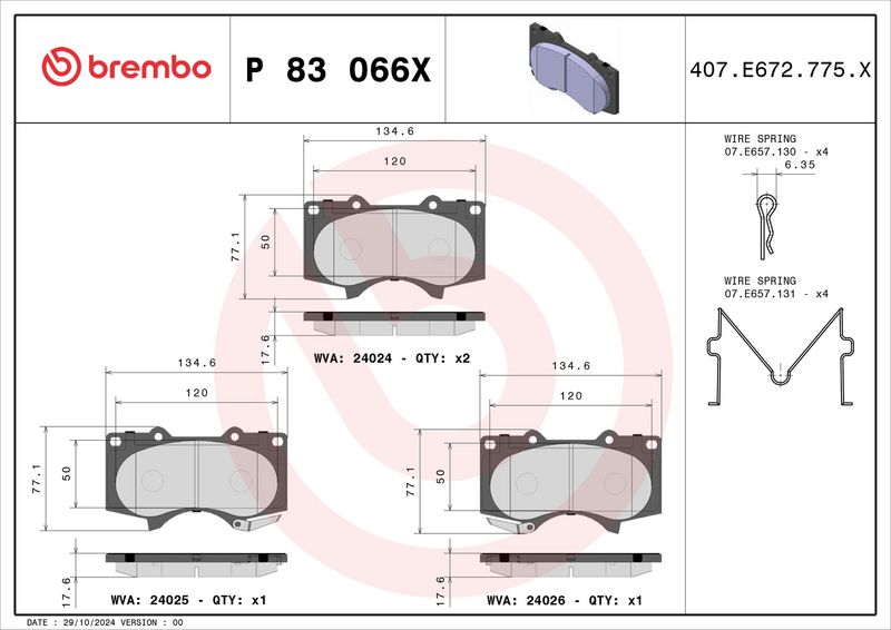 BREMBO P83066X Brake Pad Set, disc brake