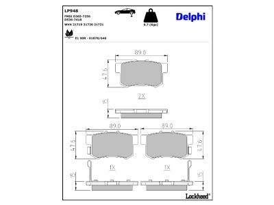 DELPHI LP948 Brake Pad Set, disc brake