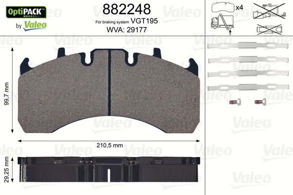 Sada brzdových destiček, kotoučová brzda 882248