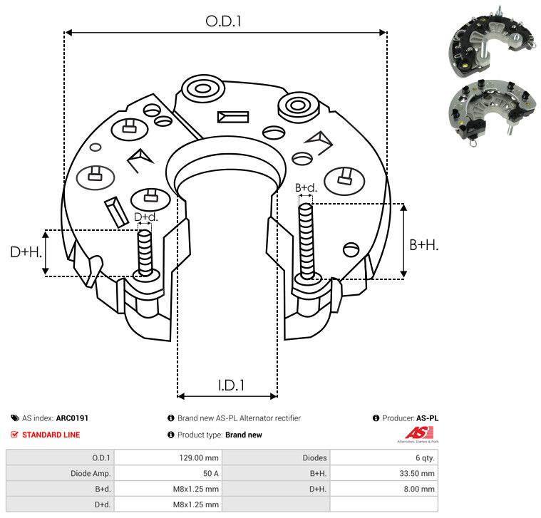 AS-PL ARC0191 Rectifier, alternator