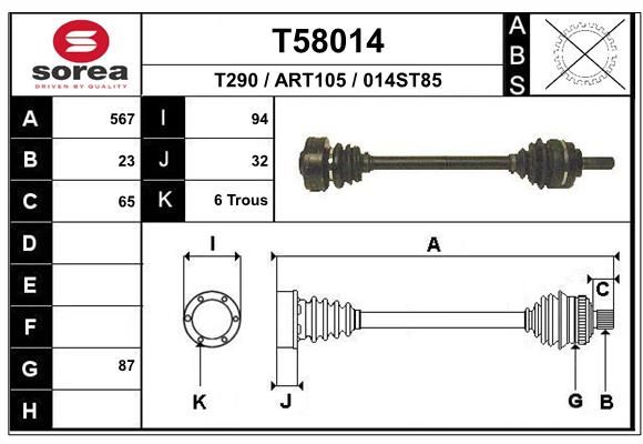 EAI hajtótengely T58014