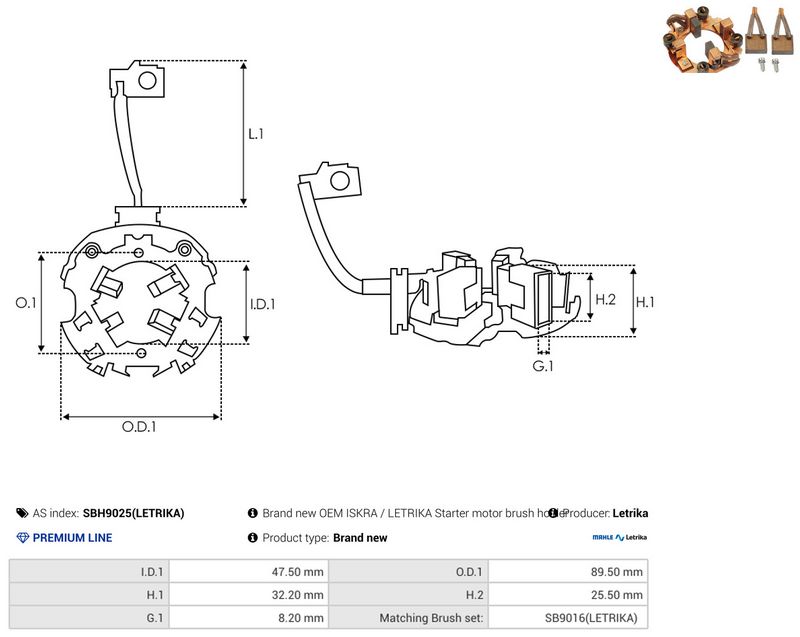 AS-PL SBH9025(LETRIKA) Holder, carbon brushes